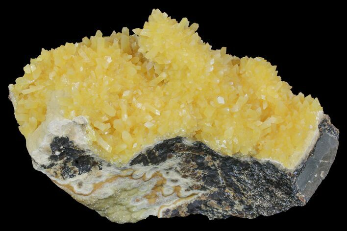 Fluorescent, Yellow Calcite Crystal Cluster - South Dakota #170701
